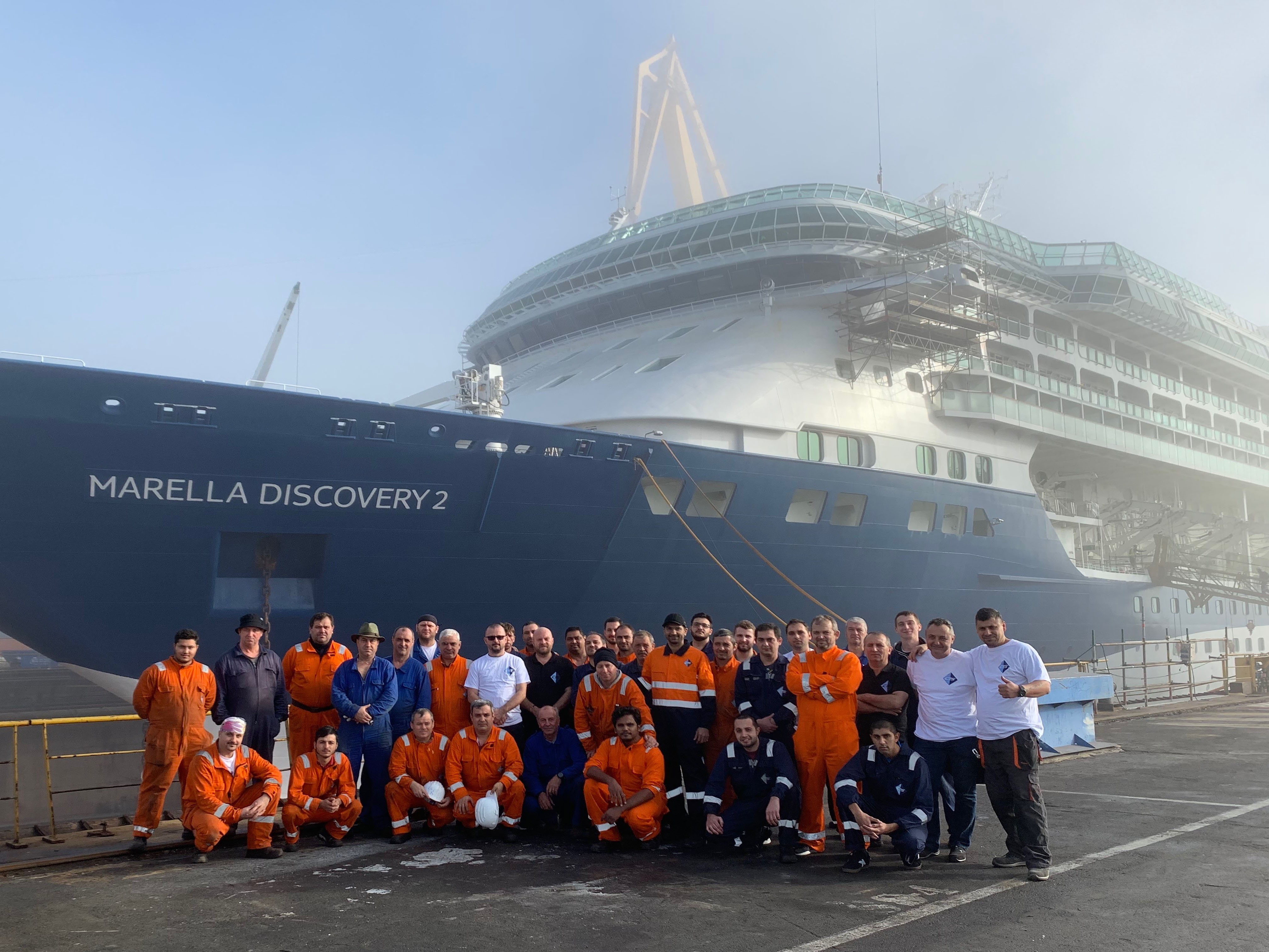 Team Photo in front of Cruise Vessel
