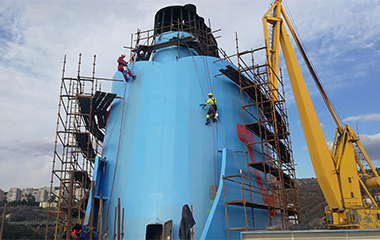 Rope Access team on Ship funnel