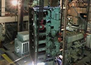 Engine Lowered into Engine Room