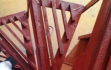 Steelwork on cargo hold stairs